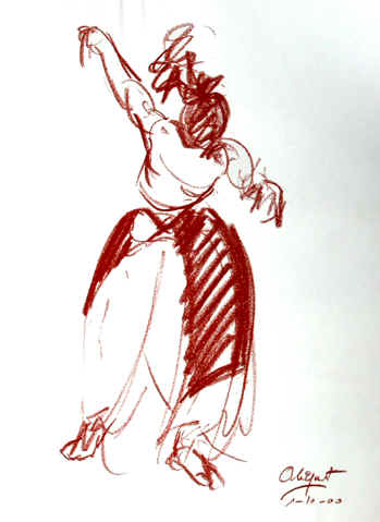 Danse, Dessin N° 4, sanguine, copyright D. Aliquot (ADAGP)