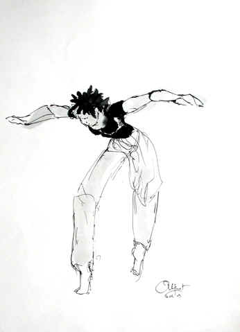 Danse, Dessin N° 7, encre, copyright D. Aliquot (ADAGP)