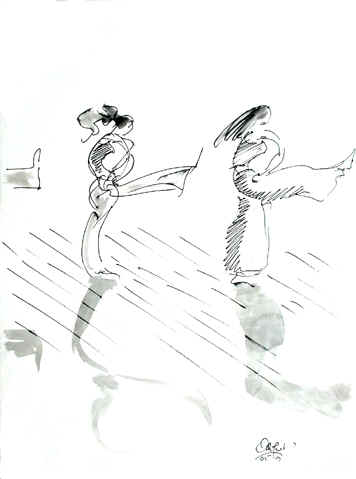 Danse, Dessin N° 9, encre, copyright D. Aliquot (ADAGP)