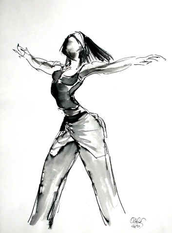 Danse, Dessin N° 10, encre, copyright D. Aliquot (ADAGP)