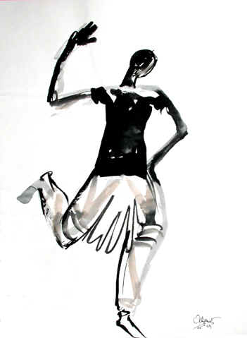 Danse, Dessin N° 11, encre, copyright D. Aliquot (ADAGP)