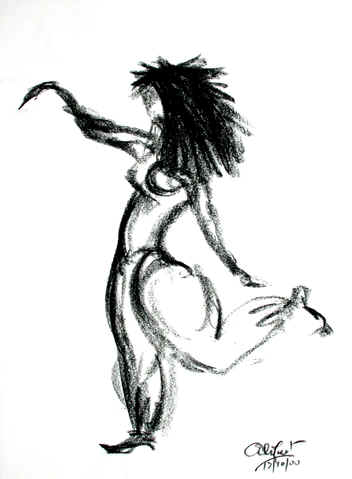 Danse, Dessin N° 12, Conté, copyright D. Aliquot (ADAGP)