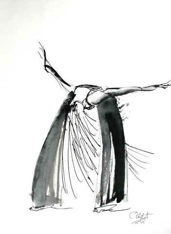 Danse, Dessin N° 14, encre, copyright D. Aliquot (ADAGP)