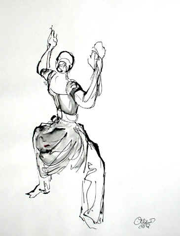 Danse, Dessin N° 15, encre, copyright D. Aliquot (ADAGP)