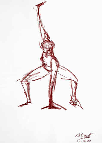 Danse, Dessin N° 18, sanguine, copyright D. Aliquot (ADAGP)