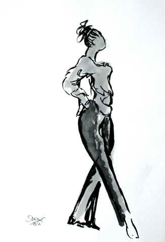 Danse, Dessin N° 22, encre, copyright D. Aliquot (ADAGP)