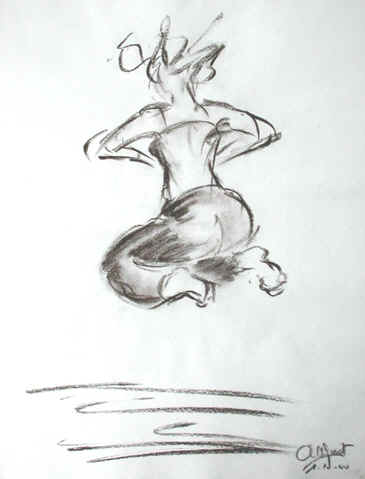 Danse, Dessin N° 23, fusain, copyright D. Aliquot (ADAGP)