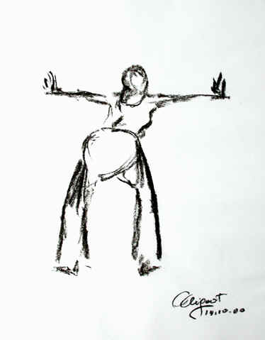 Danse, Dessin N° 24, Conté, copyright D. Aliquot (ADAGP)