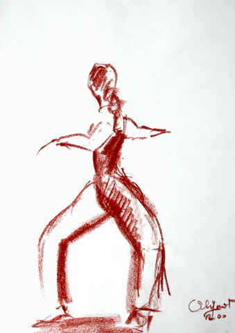 Danse, Dessin N° 26, sanguine, copyright D. Aliquot (ADAGP)