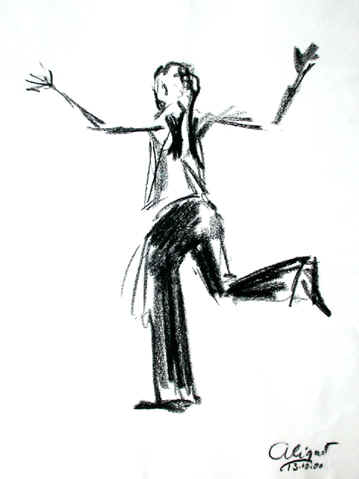 Danse, Dessin N° 29, Conté, copyright D. Aliquot (ADAGP)