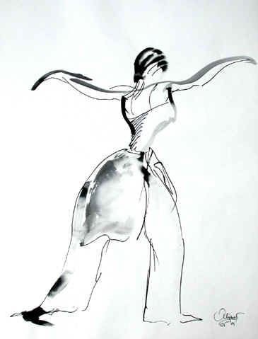 Danse, Dessin N° 31, encre, copyright D. Aliquot (ADAGP)