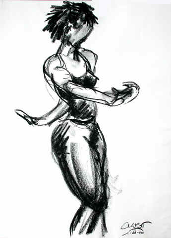 Danse, Dessin N° 33, Conté, copyright D. Aliquot (ADAGP)