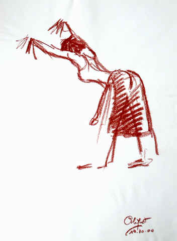 Danse, Dessin N° 42, sanguine, copyright D. Aliquot (ADAGP)