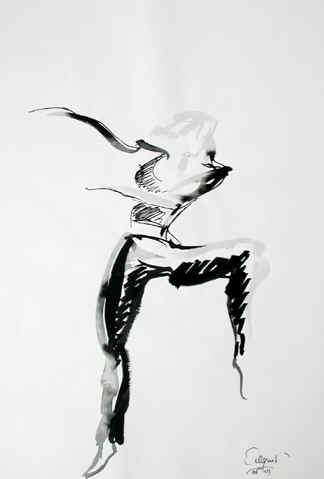 Danse, Dessin N° 43, encre, copyright D. Aliquot (ADAGP)