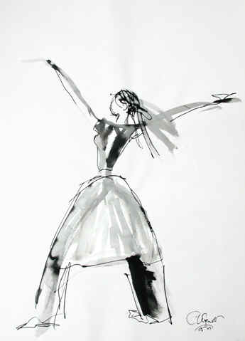 Danse, Dessin N° 45, encre, copyright D. Aliquot (ADAGP)