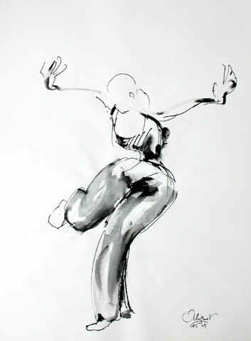 Danse, Dessin N° 47, encre, copyright D. Aliquot (ADAGP)