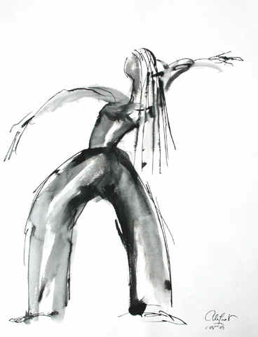 Danse, Dessin N° 51, encre, copyright D. Aliquot (ADAGP)