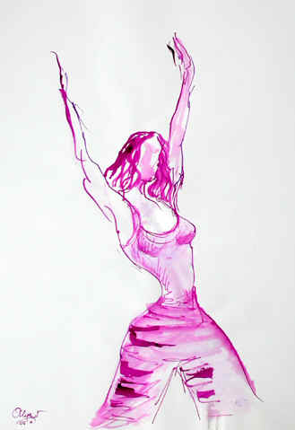 Danse, Dessin N° 53, encre violette, copyright D. Aliquot (ADAGP)