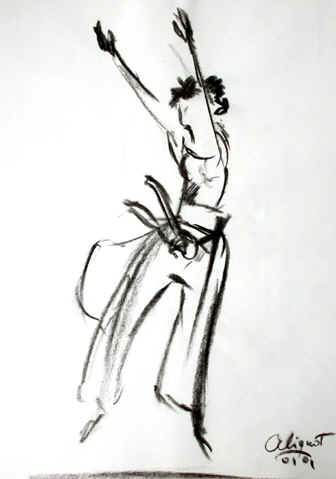 Danse, Dessin N° 58, Conté, copyright D. Aliquot (ADAGP)