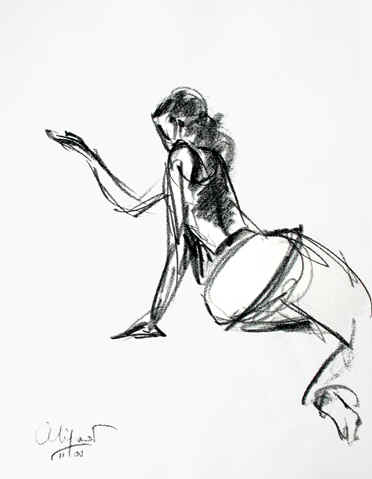 Danse, Dessin N° 59, Conté, copyright D. Aliquot (ADAGP)