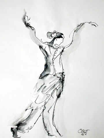 Danse, Dessin N° 60, encre, copyright D. Aliquot (ADAGP)