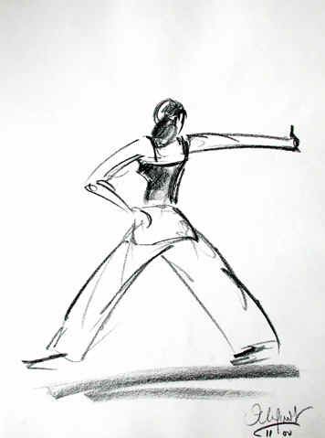 Danse, Dessin N° 65, Conté, copyright D. Aliquot (ADAGP)