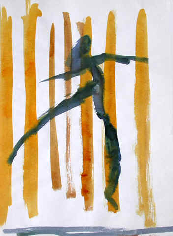 Danse, Dessin N° 56, encres de couleur, copyright D. Aliquot (ADAGP)