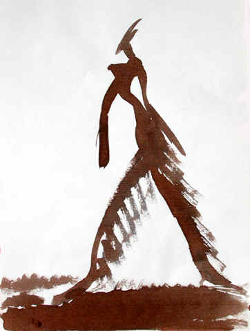 Danse, Dessin N° 50, encre brune, copyright D. Aliquot (ADAGP)