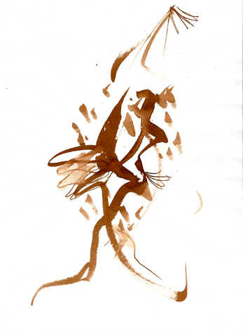 Danse, Dessin N° 67, encre brune, copyright D. Aliquot (ADAGP)